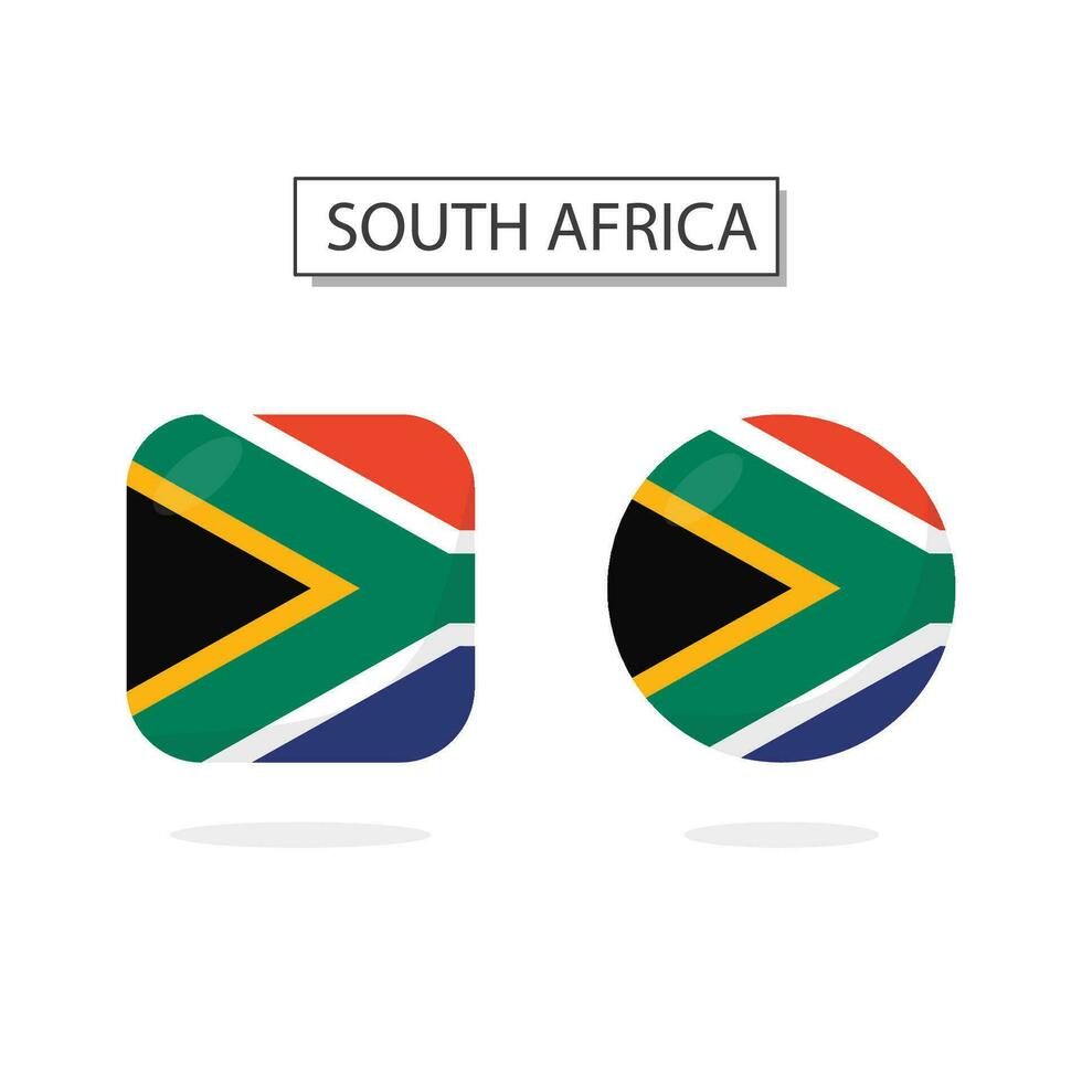 Flag of South Africa 2 Shapes icon 3D cartoon style. vector