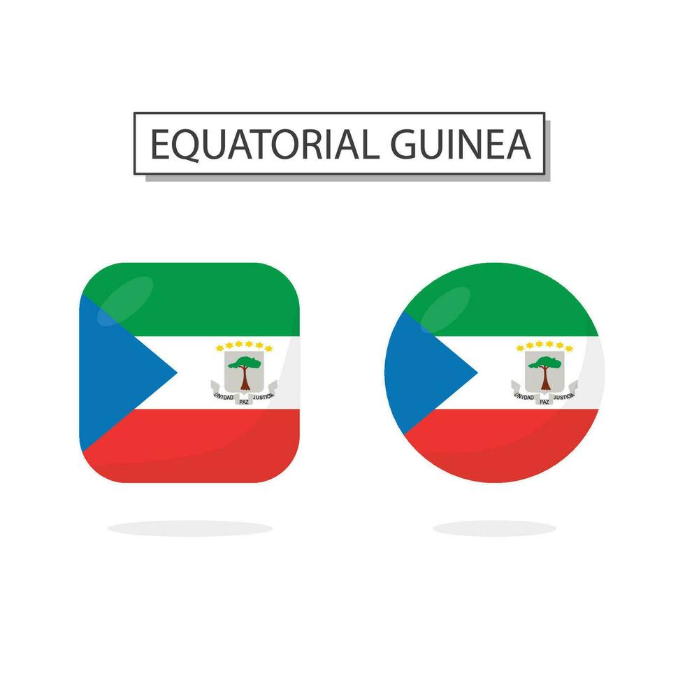 Flag of Equatorial Guinea 2 Shapes icon 3D cartoon style. vector