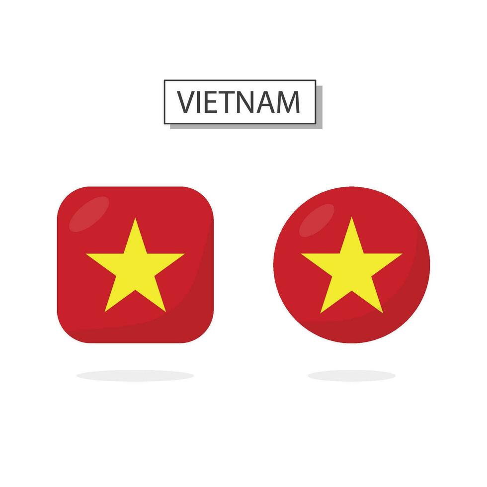 bandera de Vietnam 2 formas icono 3d dibujos animados estilo. vector