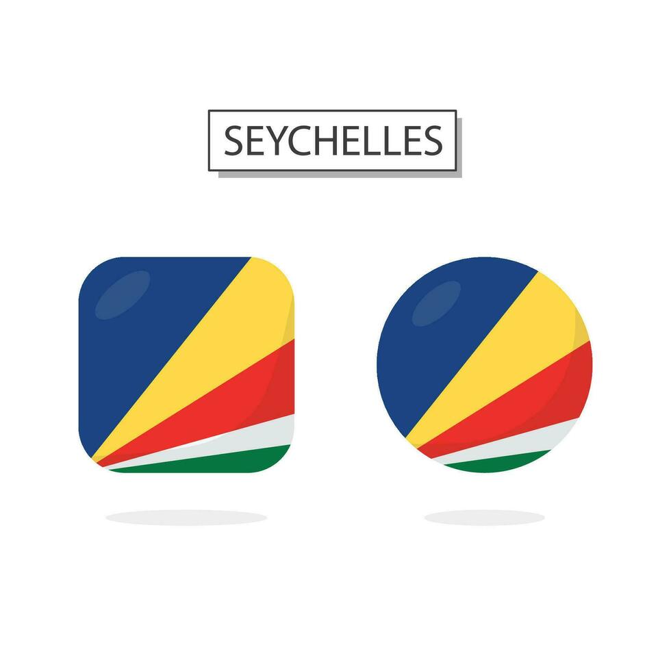 Flag of Seychelles 2 Shapes icon 3D cartoon style. vector