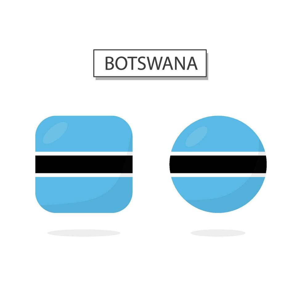 Flag of Botswana 2 Shapes icon 3D cartoon style. vector