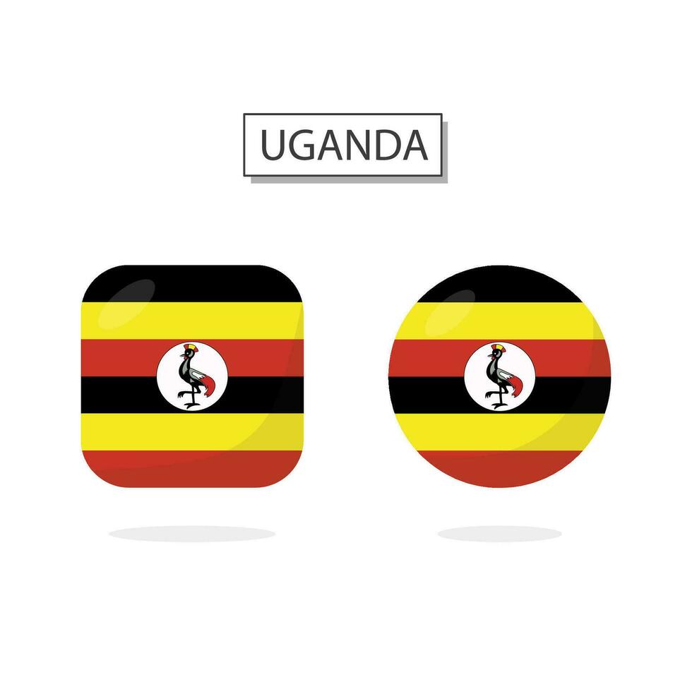 bandera de Uganda 2 formas icono 3d dibujos animados estilo. vector