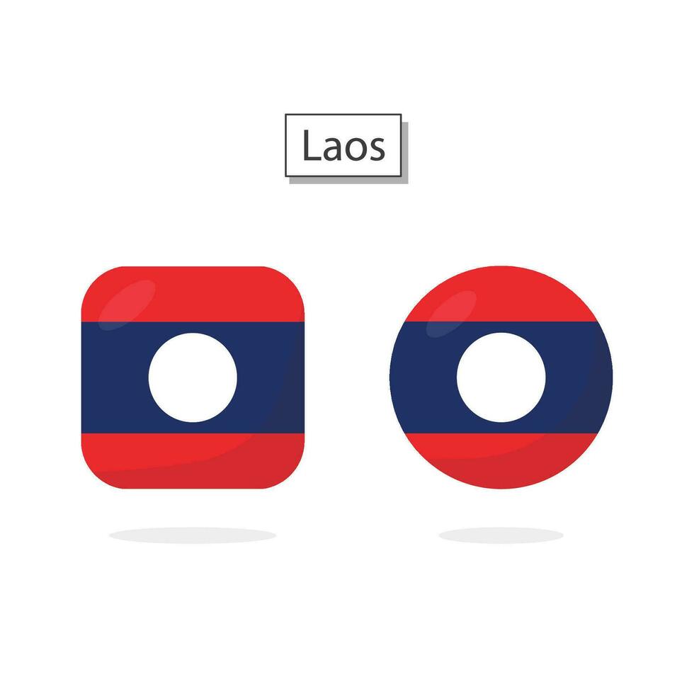 Flag of Laos 2 Shapes icon 3D cartoon style. vector