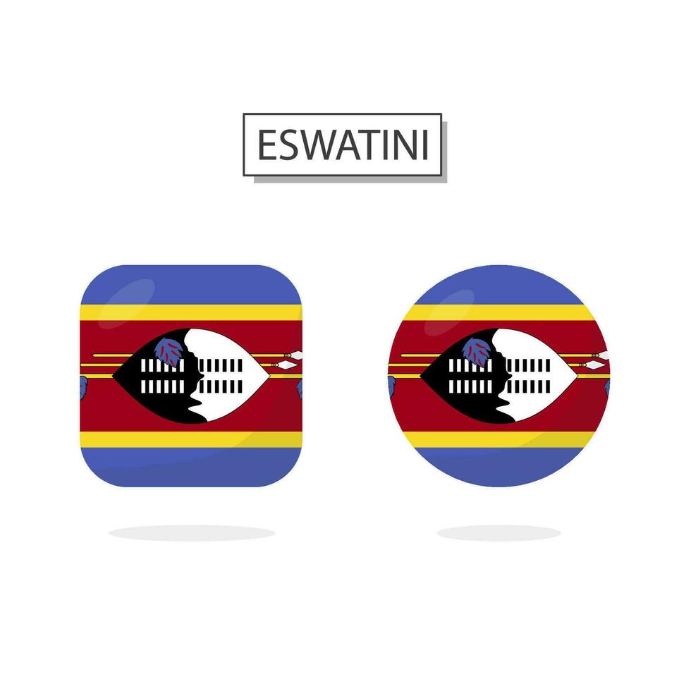 Flag of Eswatini 2 Shapes icon 3D cartoon style. vector