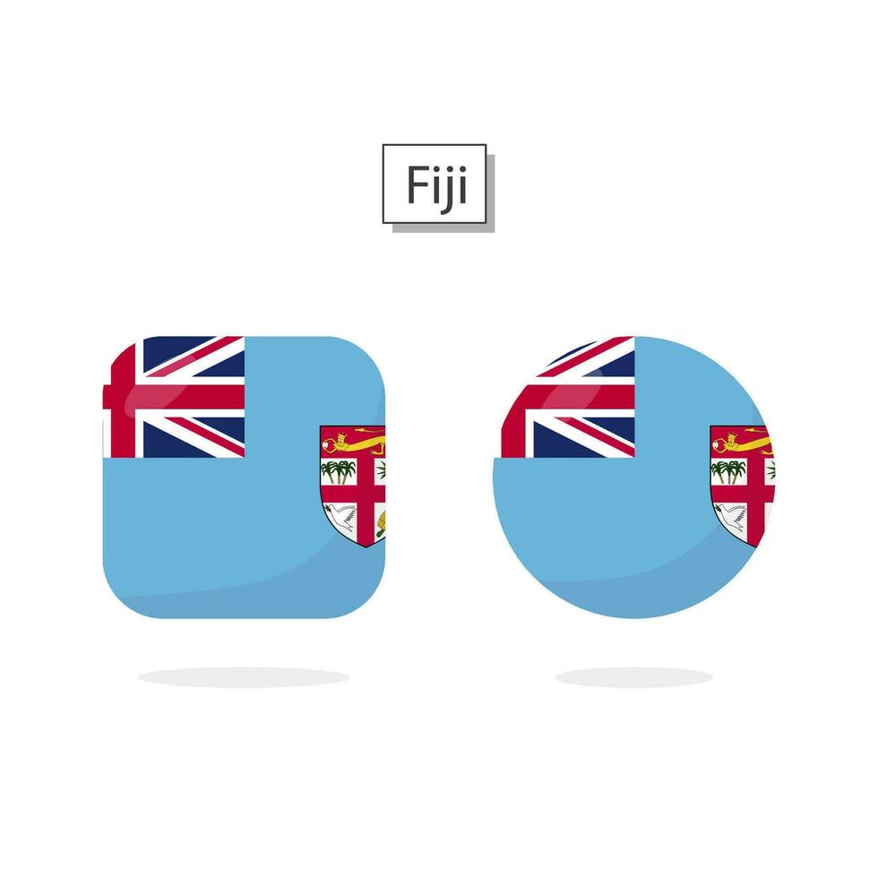 Flag of Fiji 2 Shapes icon 3D cartoon style. vector