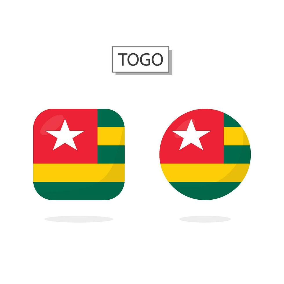 Flag of Togo 2 Shapes icon 3D cartoon style. vector