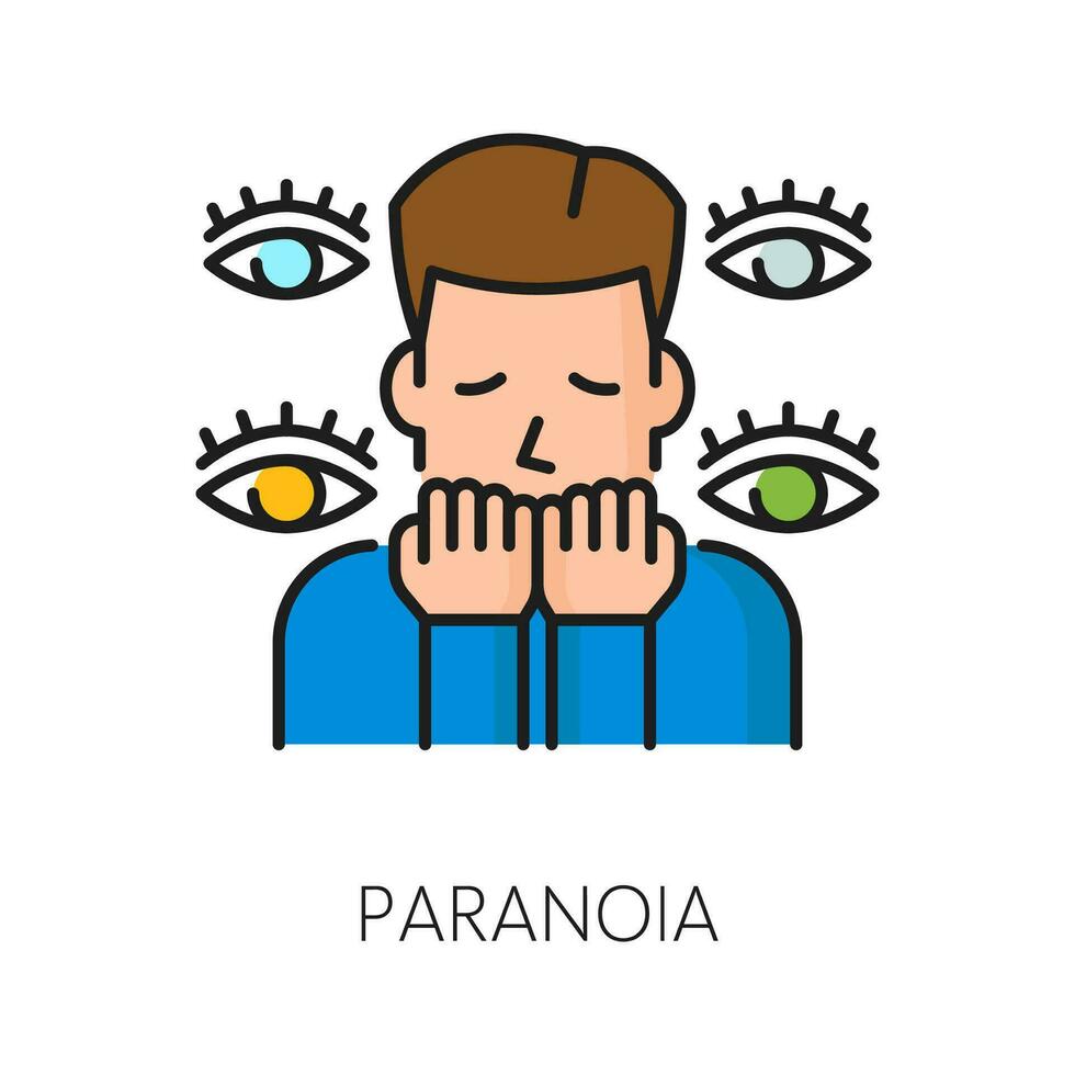 paranoia psicológico trastorno problema icono vector