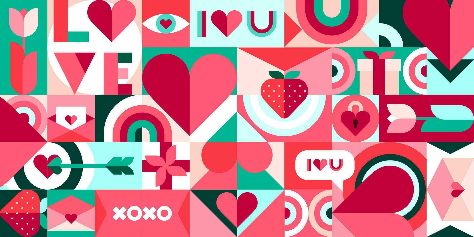 Valentine Bauhaus modern geometric pattern vector