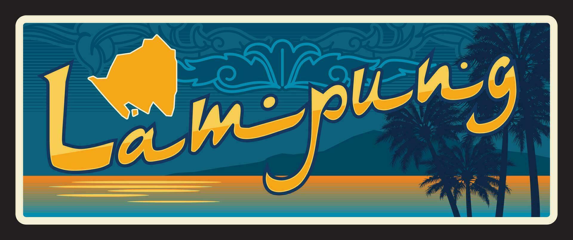 Lampung indonesio provincia retro viaje plato vector