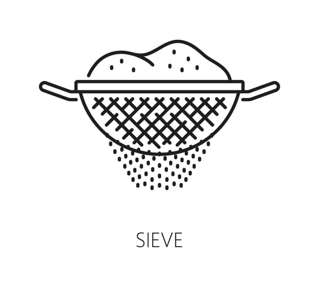 Sieve or colander kitchen tool for sifting flour vector