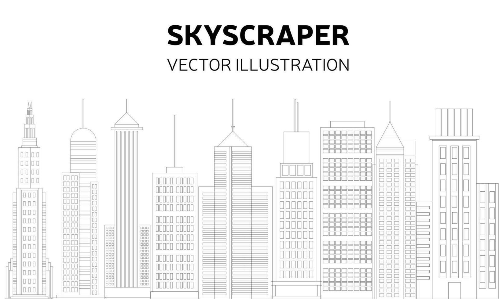 rascacielos garabatear bandera concepto. vector ilustración.
