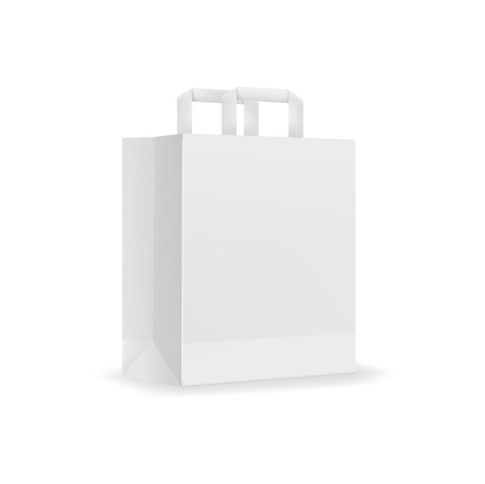 Paper shopping bag with handles vector mockup