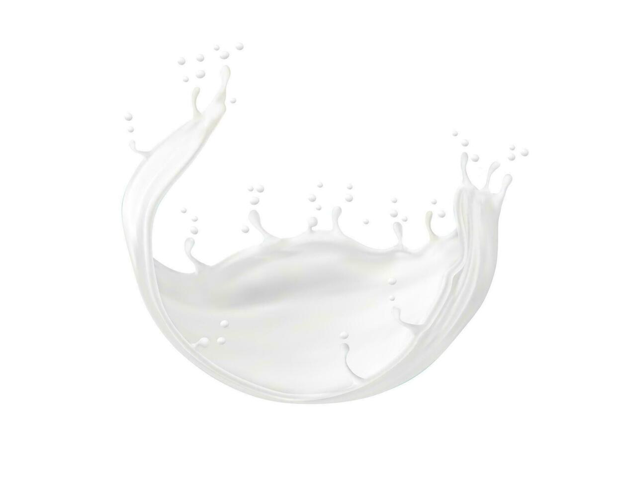 Round milk cream or yogurt white flow splash vector