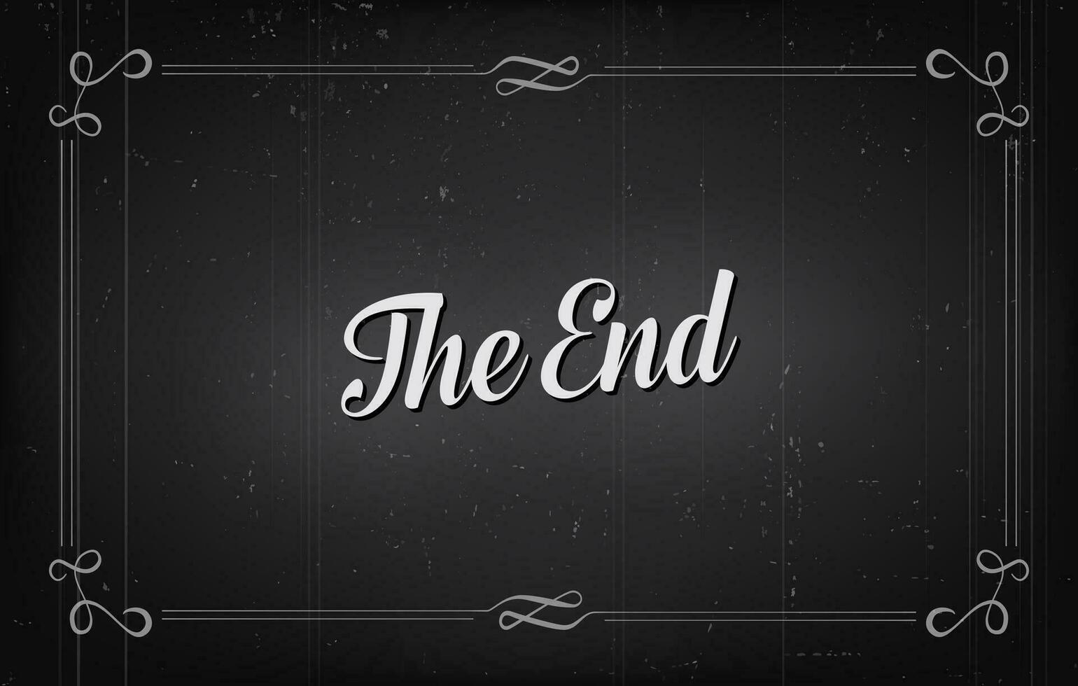 Silent movie cinema film end screen, retro border vector