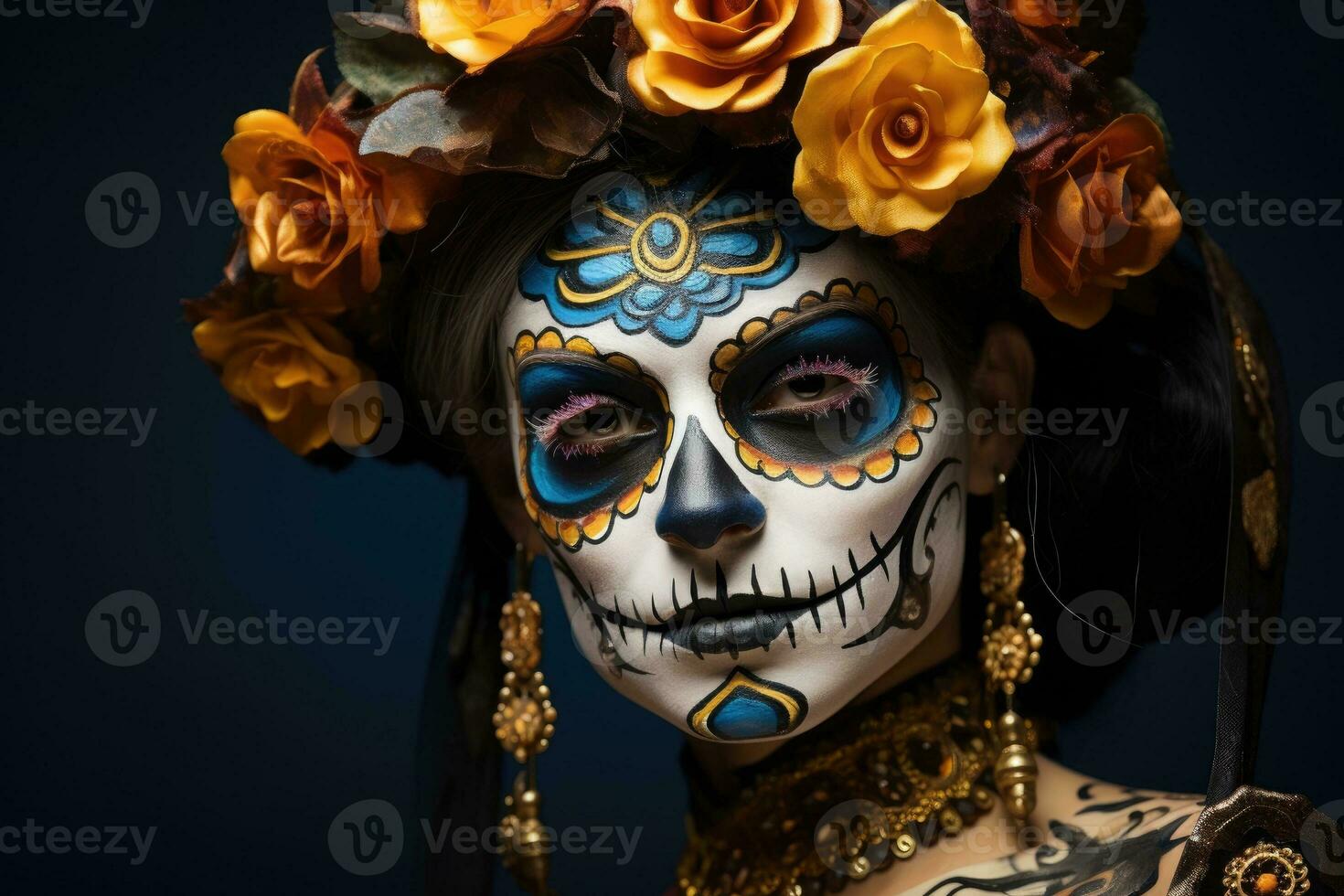 Mexican Catrina, traditional skeleton for Day of the Dead or Halloween in Mexico photo