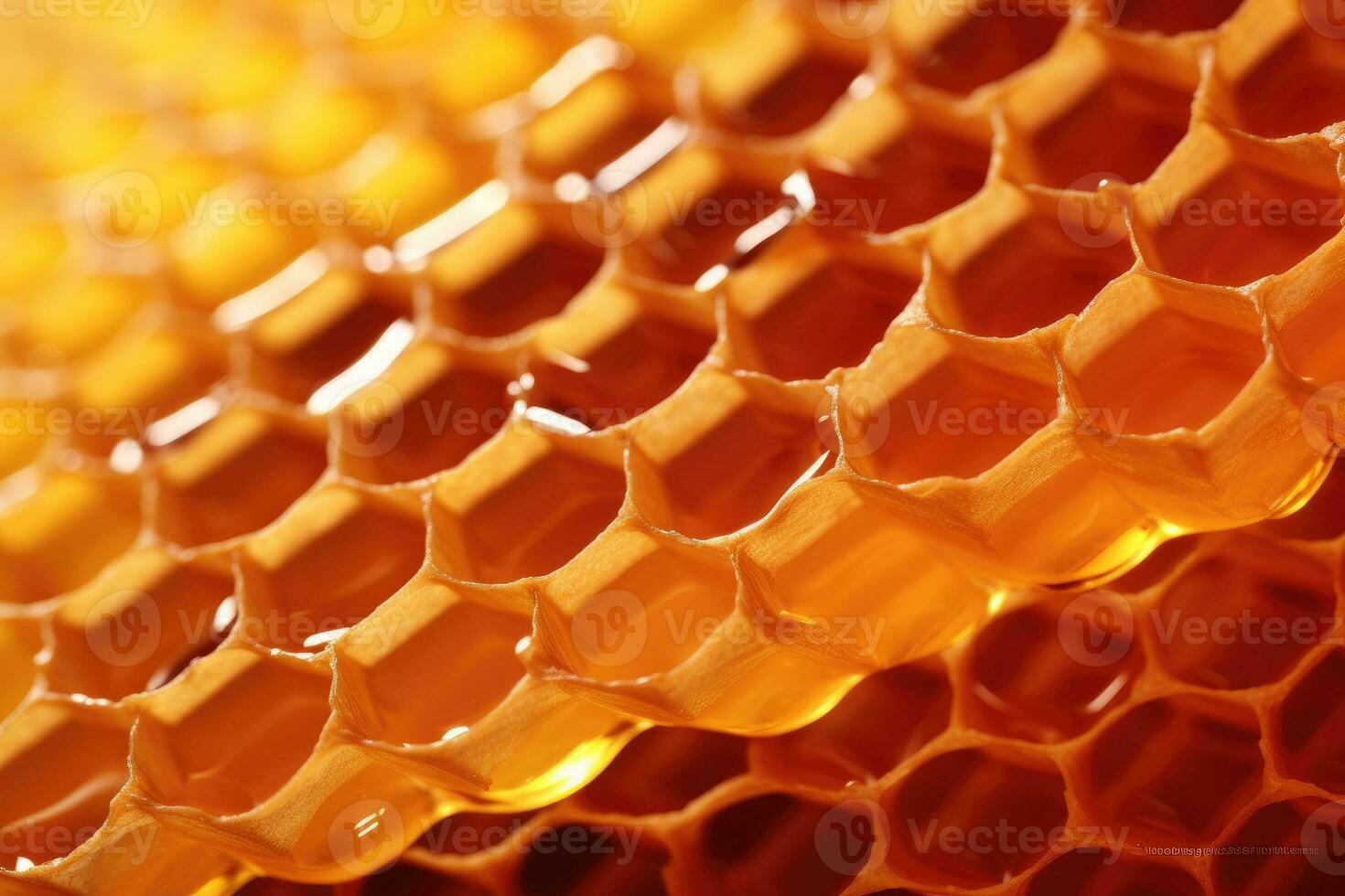 Close up view of honeycomb with honey. AI Generative photo