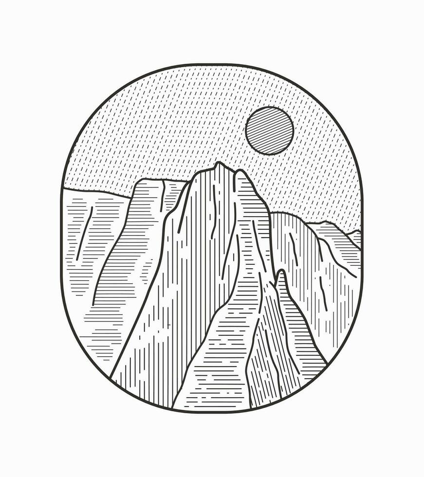 Angles Landing Zion National Park mono line style design for badge, sticker, patch, t shirt design, etc vector
