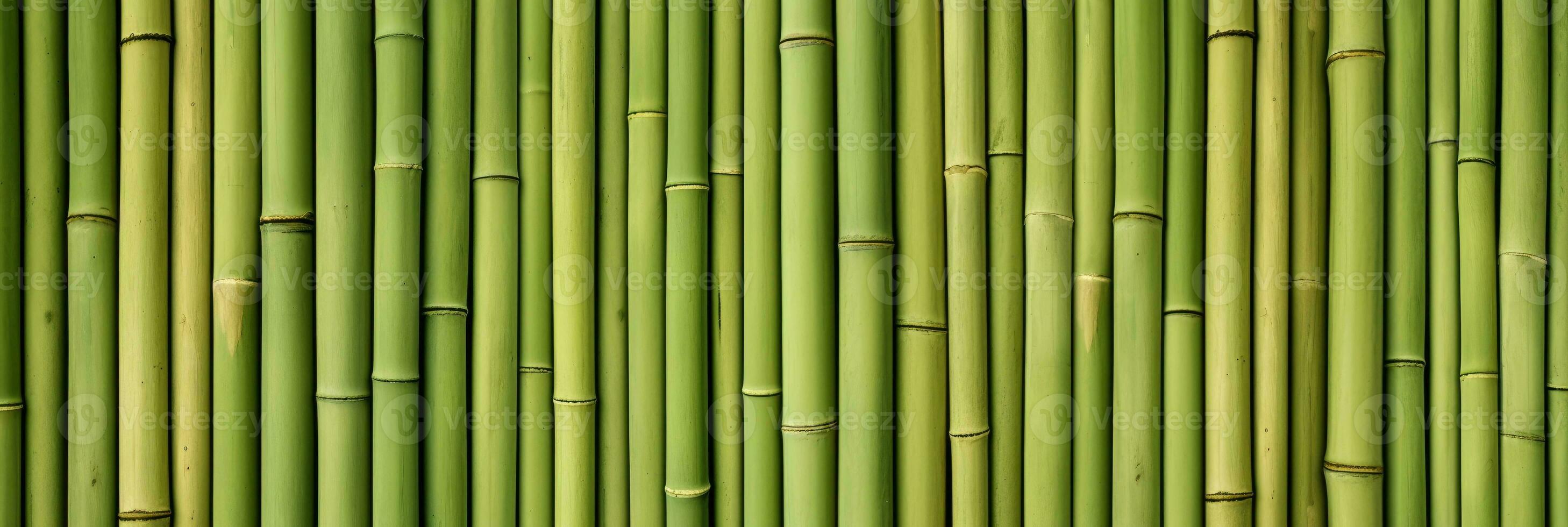 Vertical green bamboo background texture. Generative AI photo