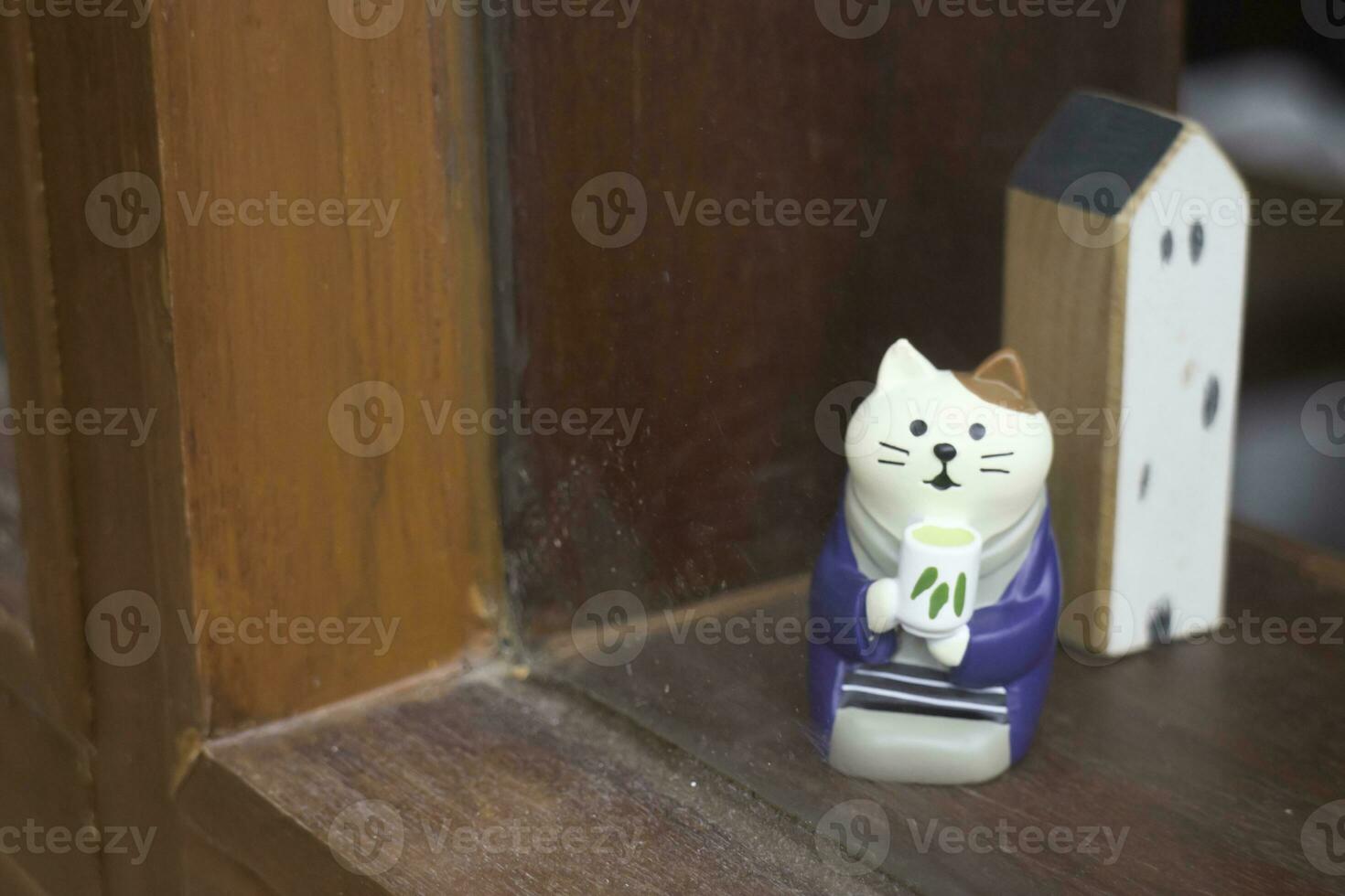 Wooden minimal toy decorated in old style architecture photo