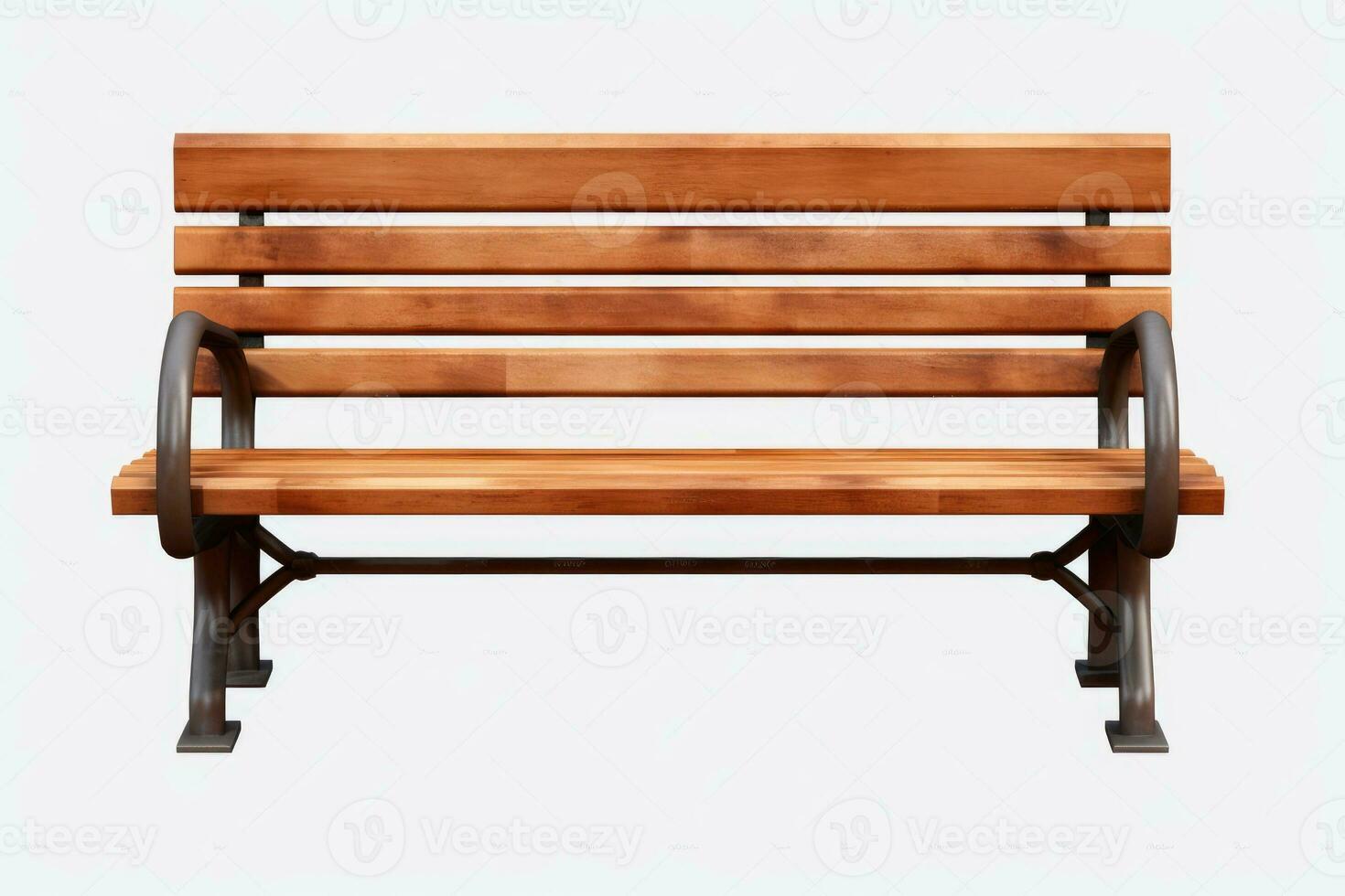 Wooden bench isolated on white background. Generative AI photo