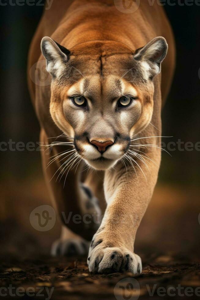 Portrait of american cougar or mountain lion. AI Generative photo