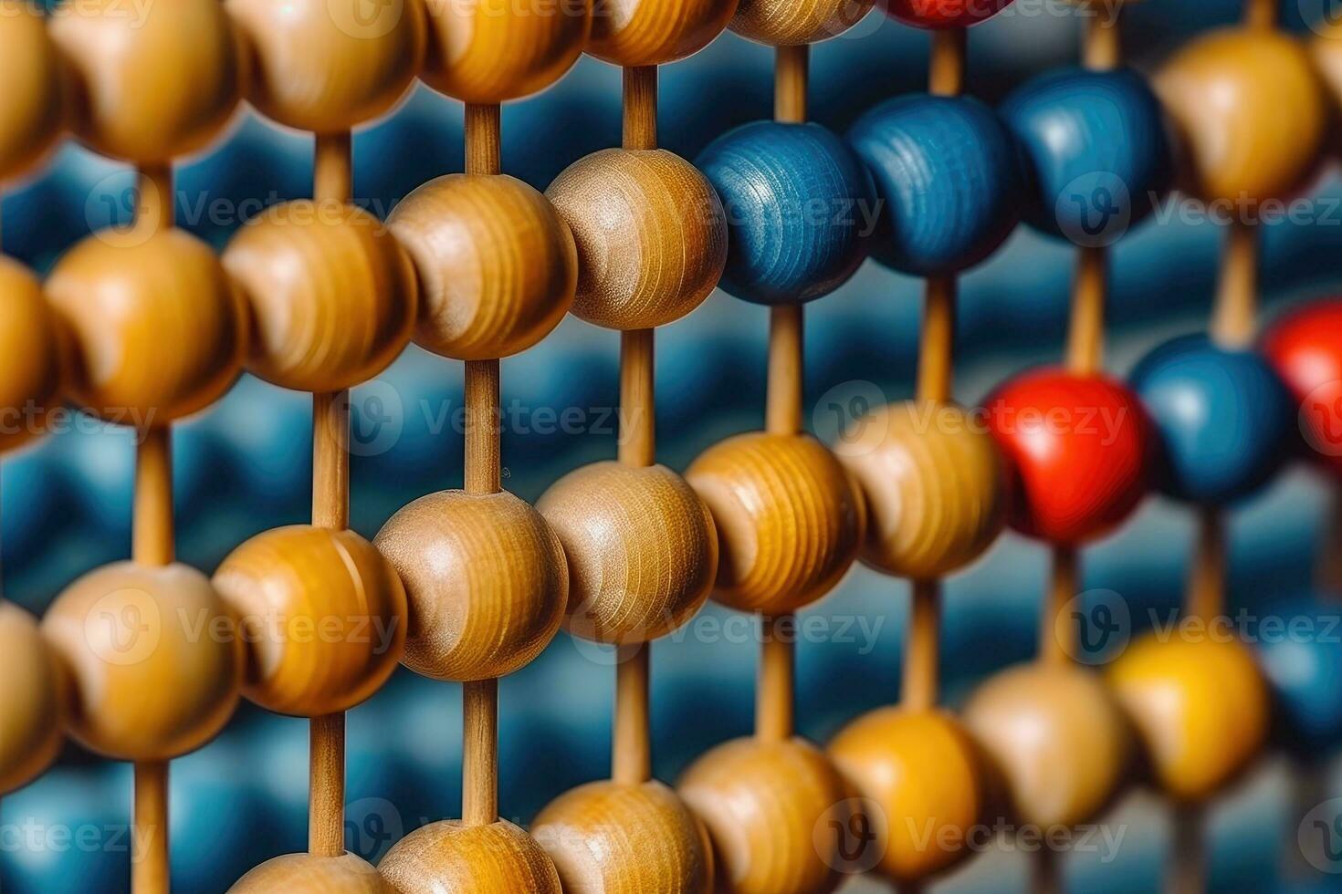 de madera ábaco en un azul antecedentes. ai generativo foto