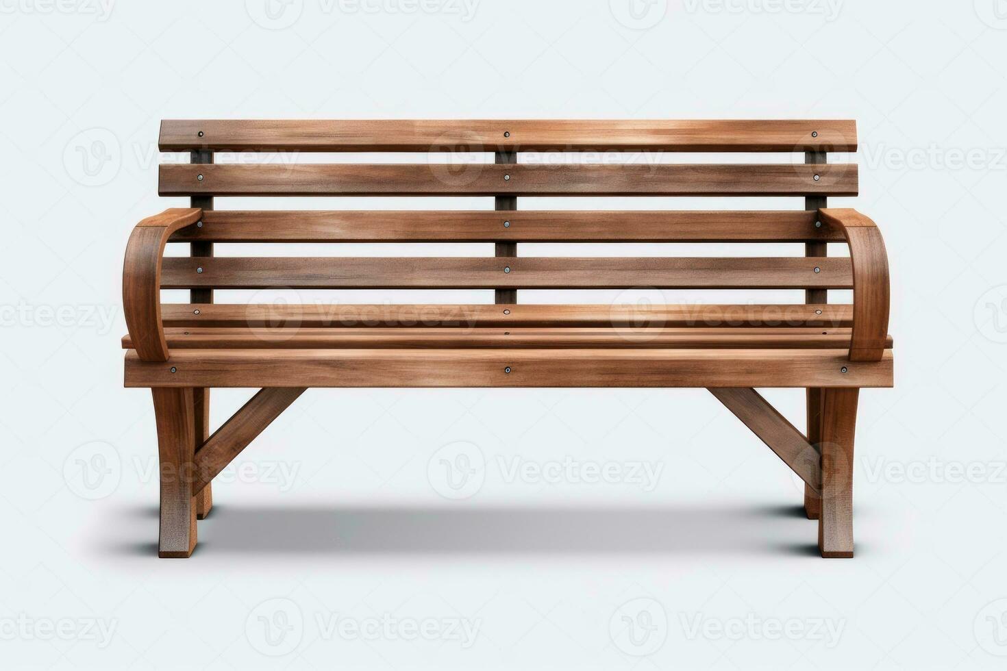 Wooden bench isolated on white background. AI Generative photo