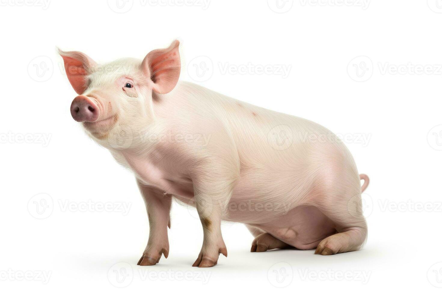 Pig isolated on white background. Generative AI photo