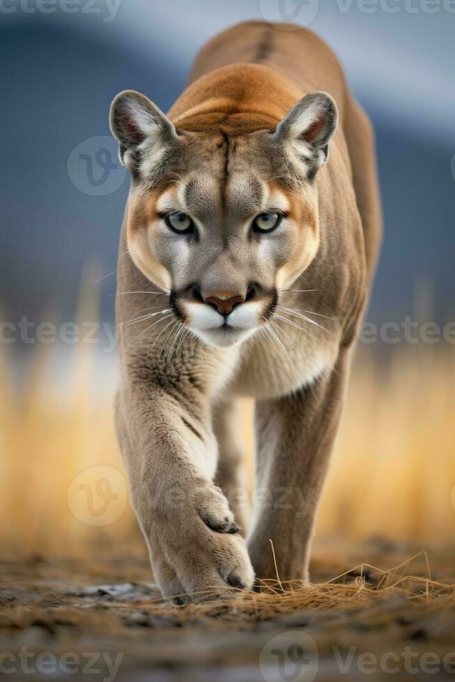 Portrait of american cougar or mountain lion. AI Generative photo