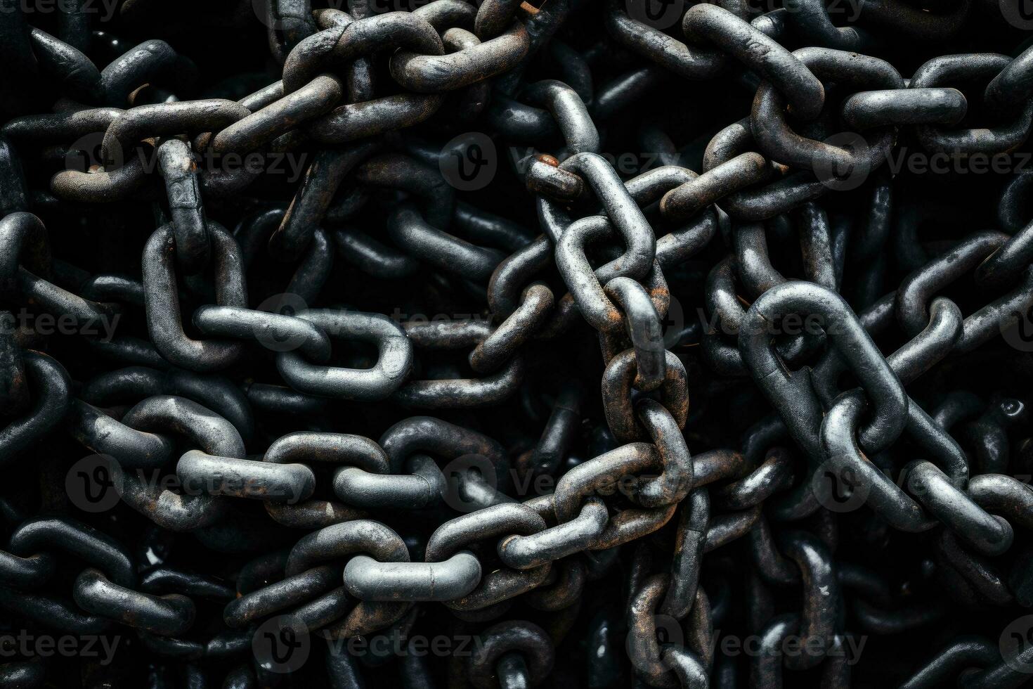 Background from metal chains. Generative AI photo