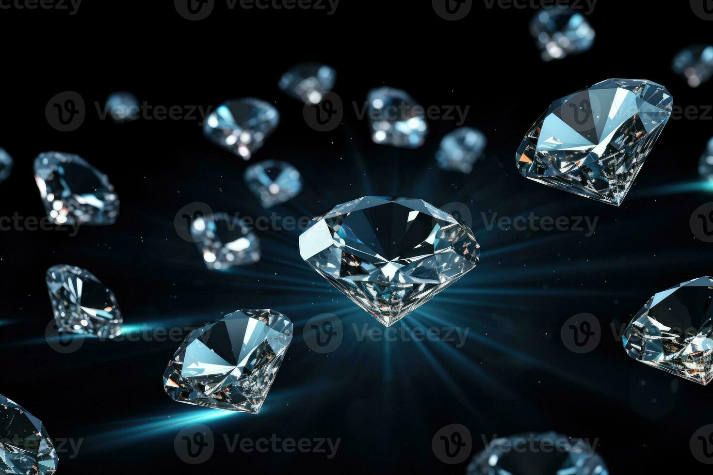 Luxury diamonds on black background photo