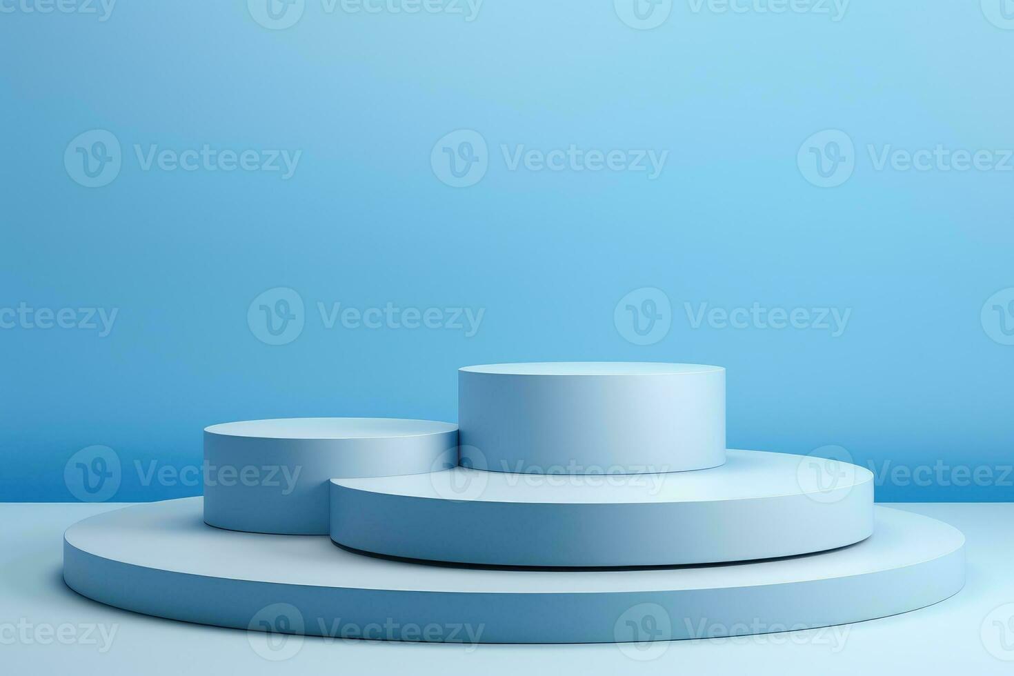 Minimalistic light blue background for product presentation with podiums photo
