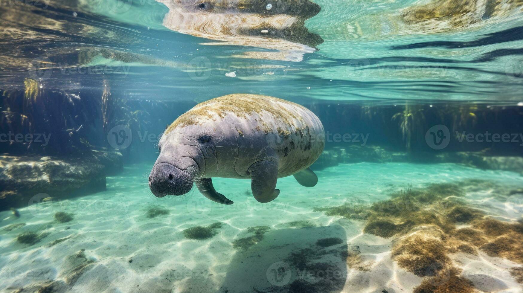 Florida manatee in clear water photo