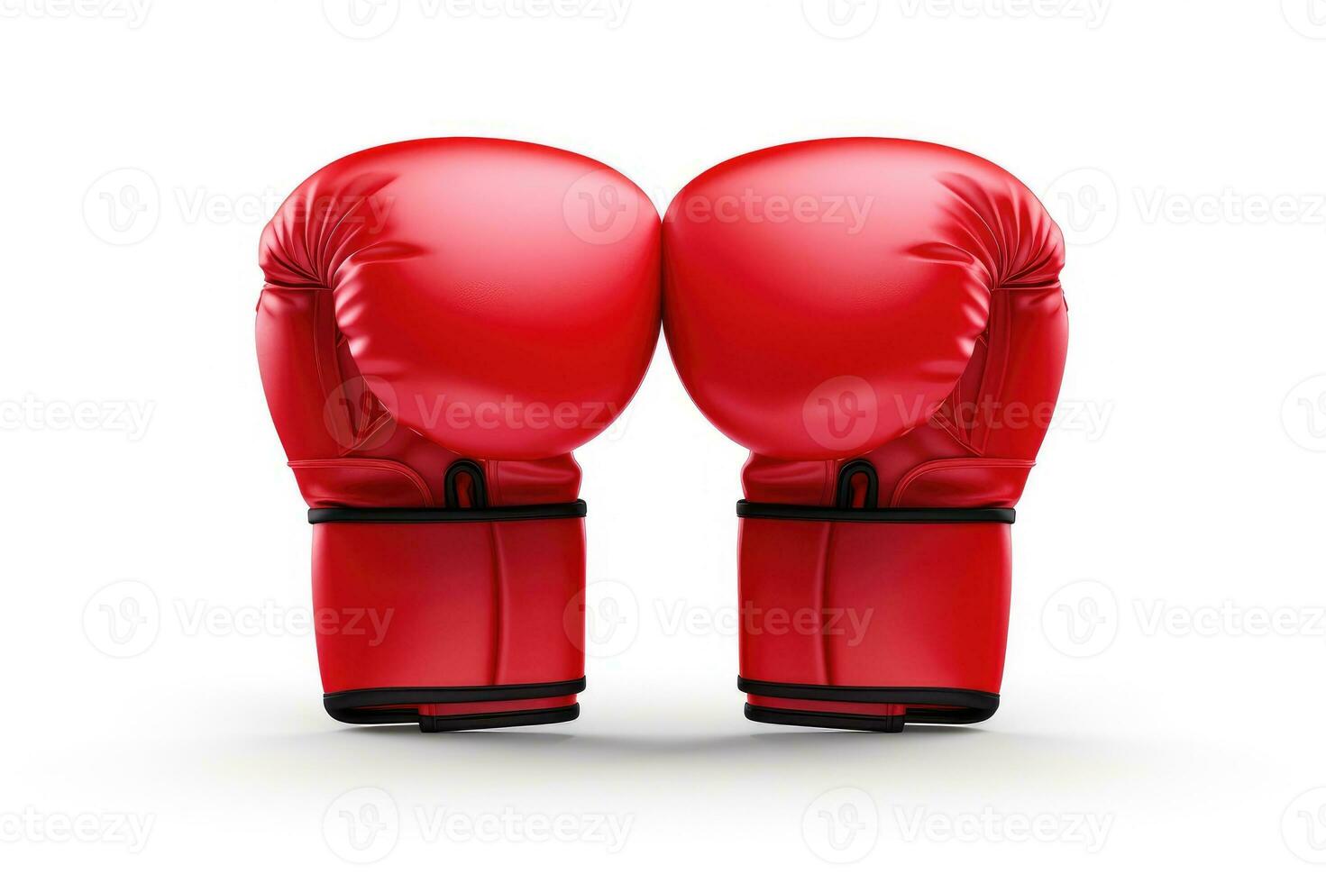 Red boxing gloves on a white background. AI Generative photo