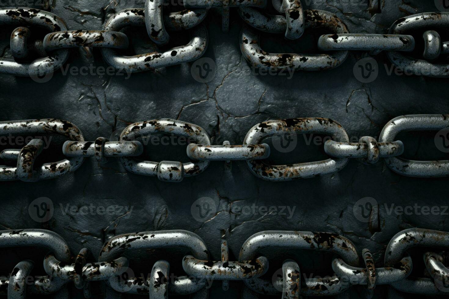 Background from metal chains. Generative AI photo
