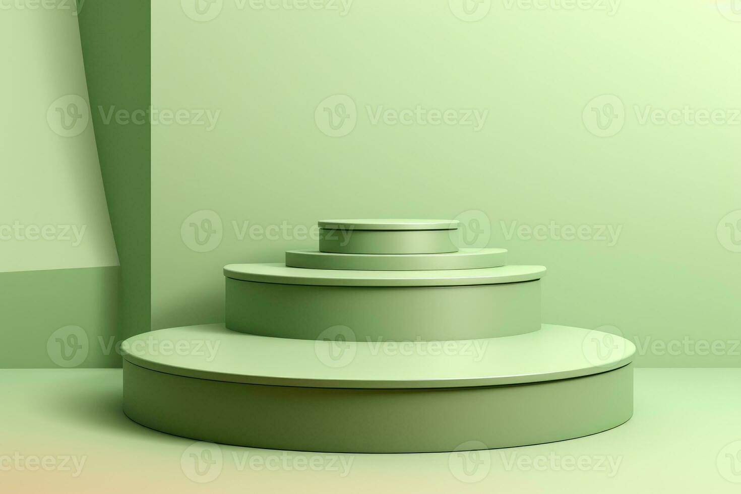 Minimalistic light green background for product presentation with podiums photo
