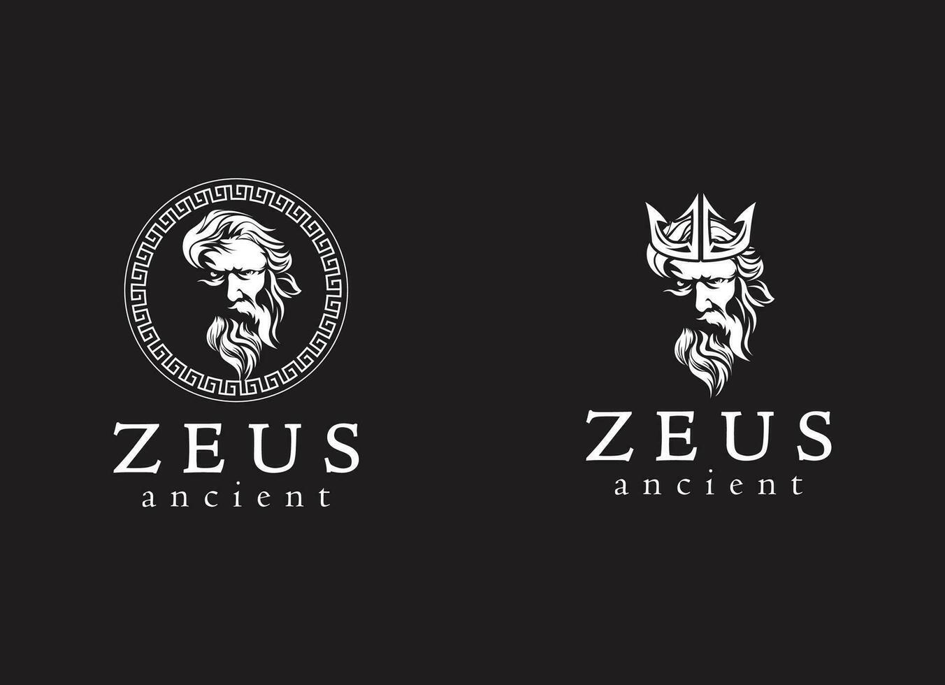 Ancient greek zeus logo design. Vintage zeus logo vector