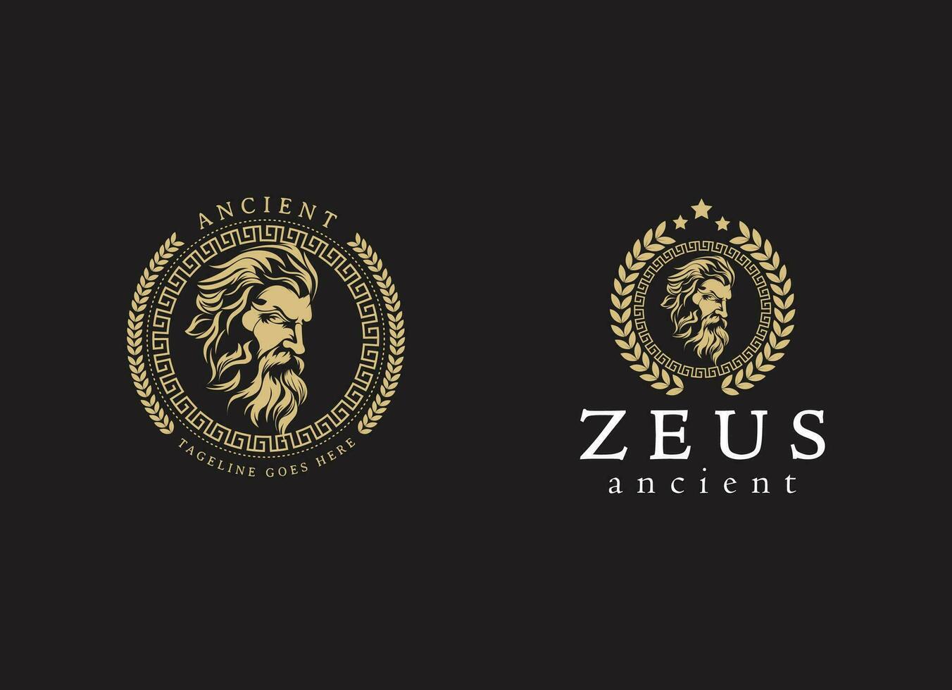 Ancient greek zeus logo design. Vintage zeus logo vector