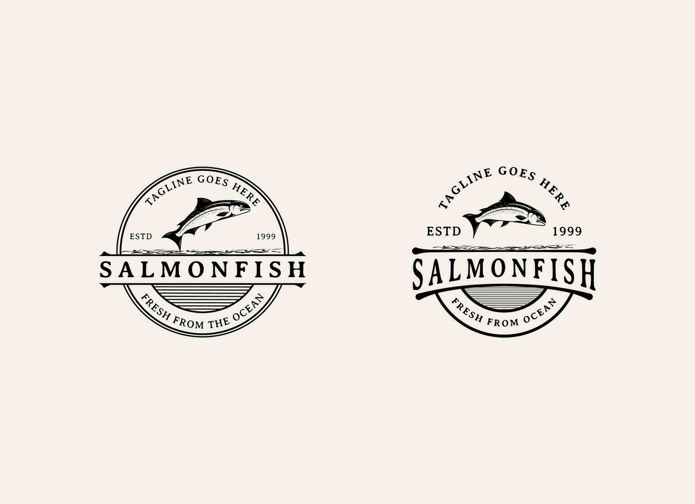 salmon fish logo seafood label badge vector sticker download