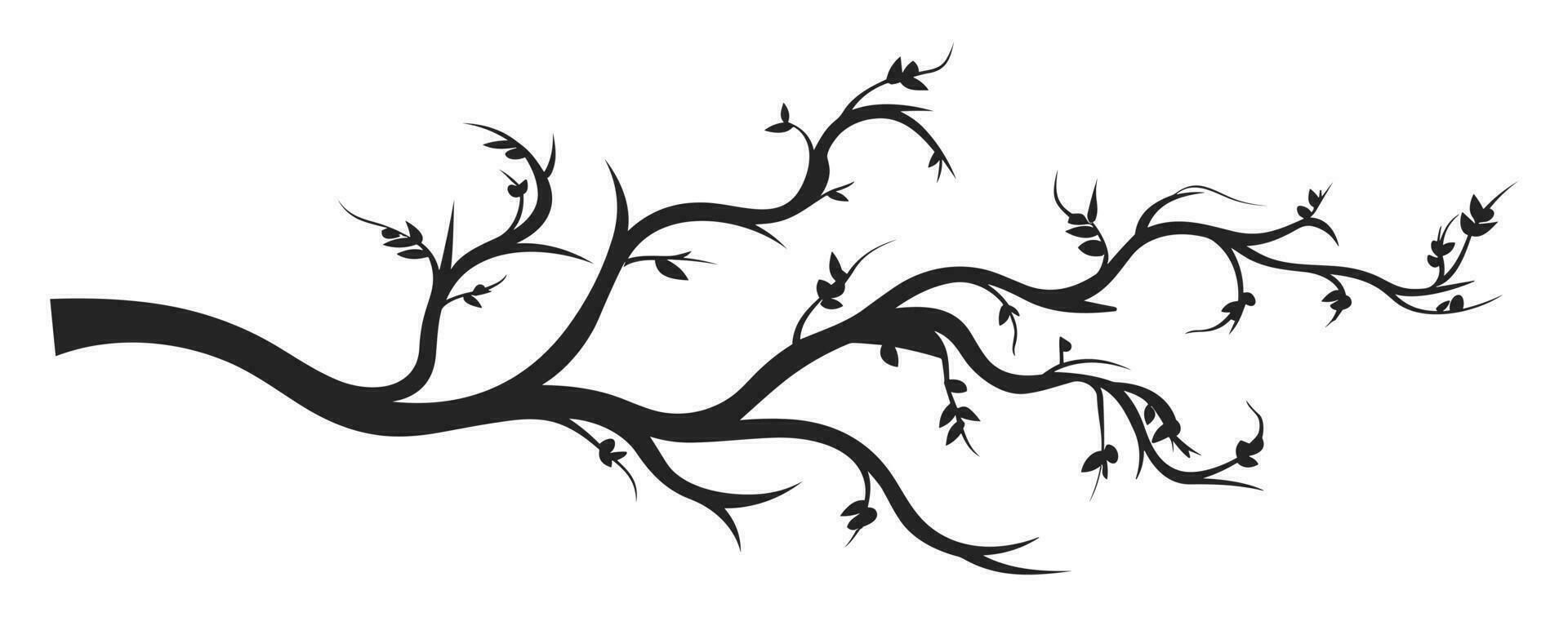 silhouette of tree branch for wall art stickers isolated on white background vector