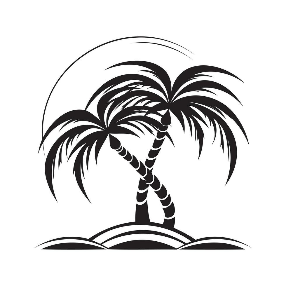 Palm tree icon template vector illustration, palm silhouette, Coconut palm tree icon, simple style, Design of palm trees for posters, banners and promotional items