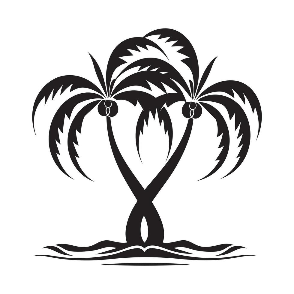 Palm tree icon template vector illustration, palm silhouette, Coconut palm tree icon, simple style, Design of palm trees for posters, banners and promotional items