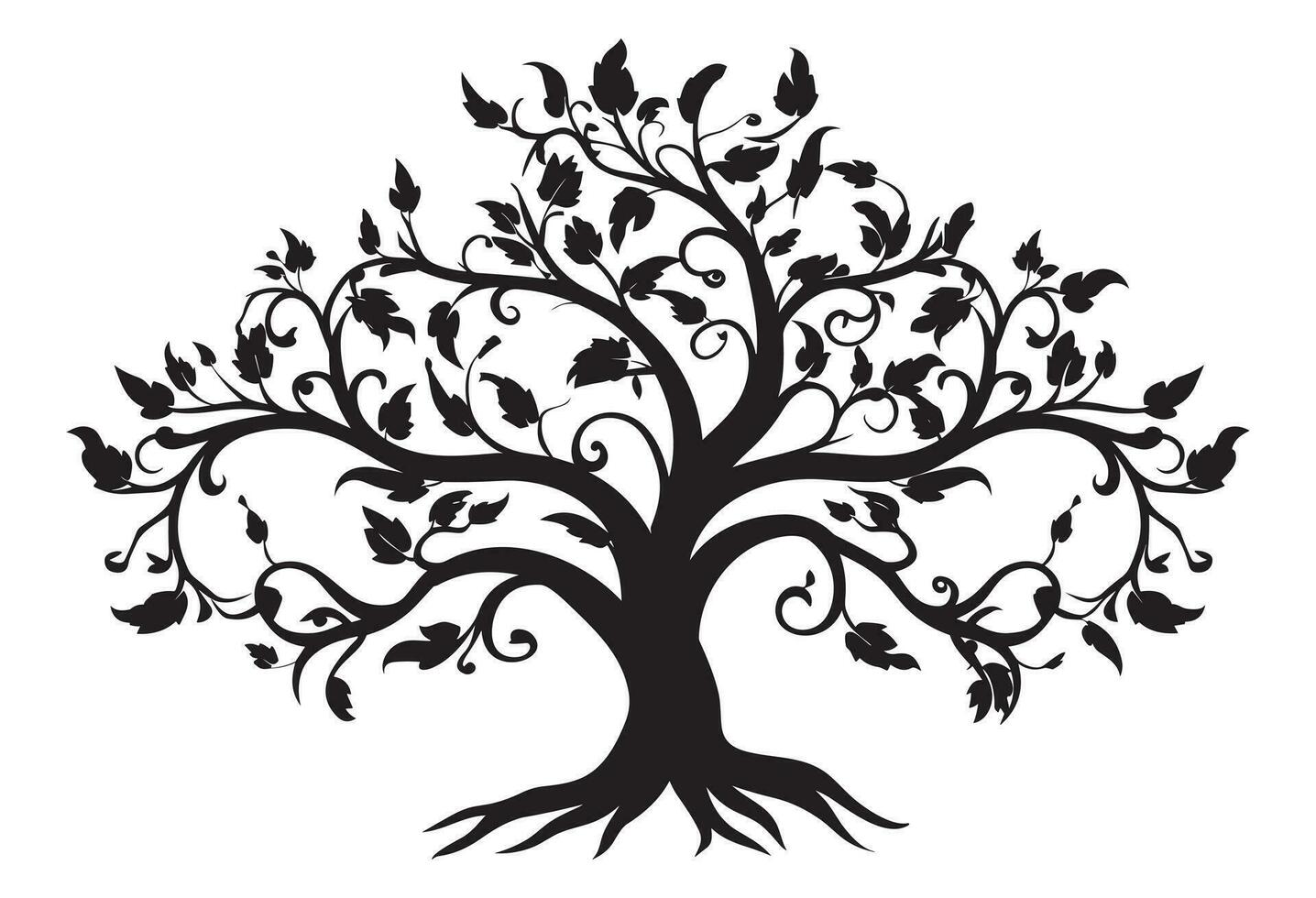 Abstract vibrant tree logo design, root vector, Tree logo, tree of life icon on white background, wall decor, wall art vector