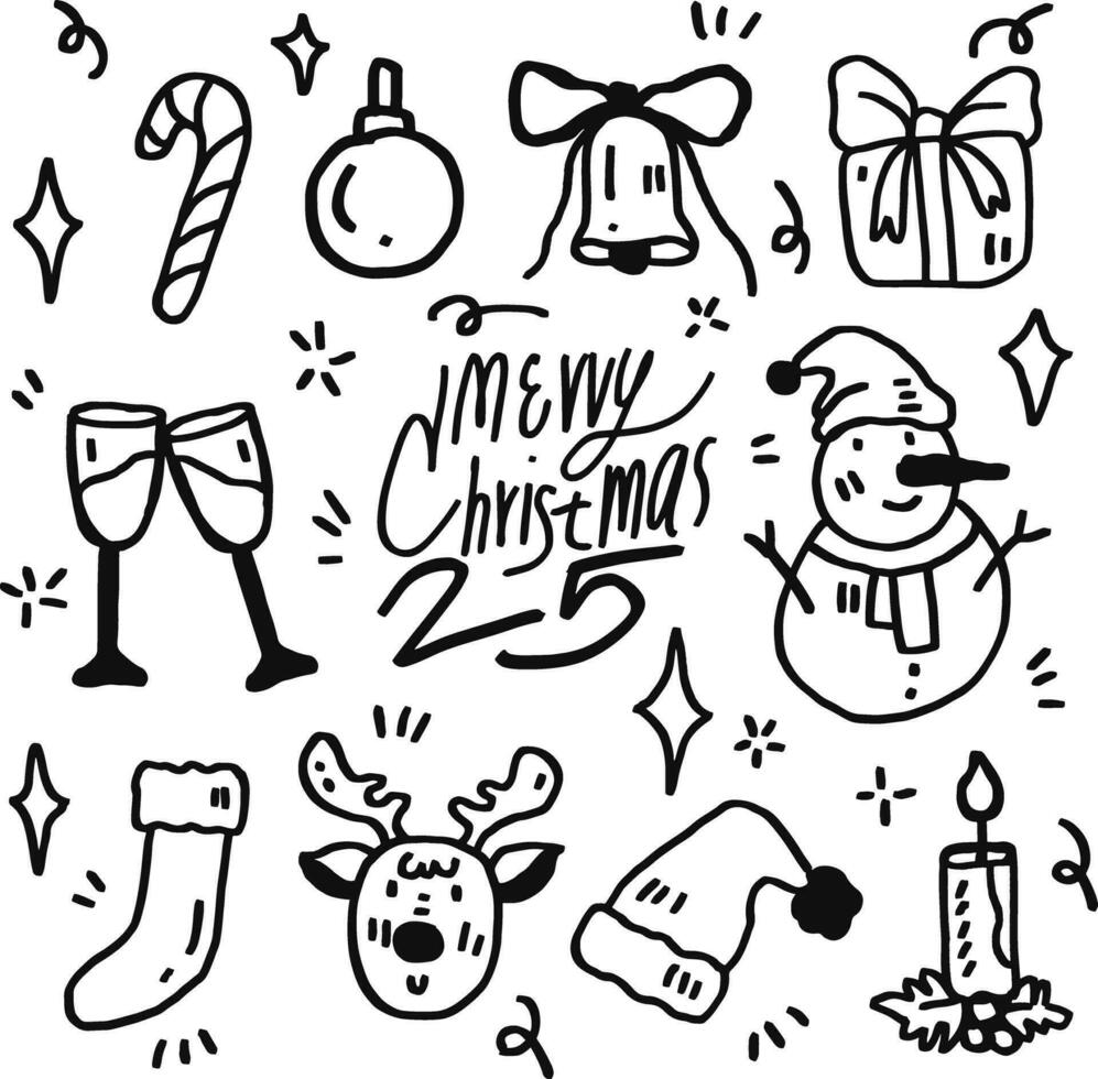 hand drawn christmas doodle design for templates. vector