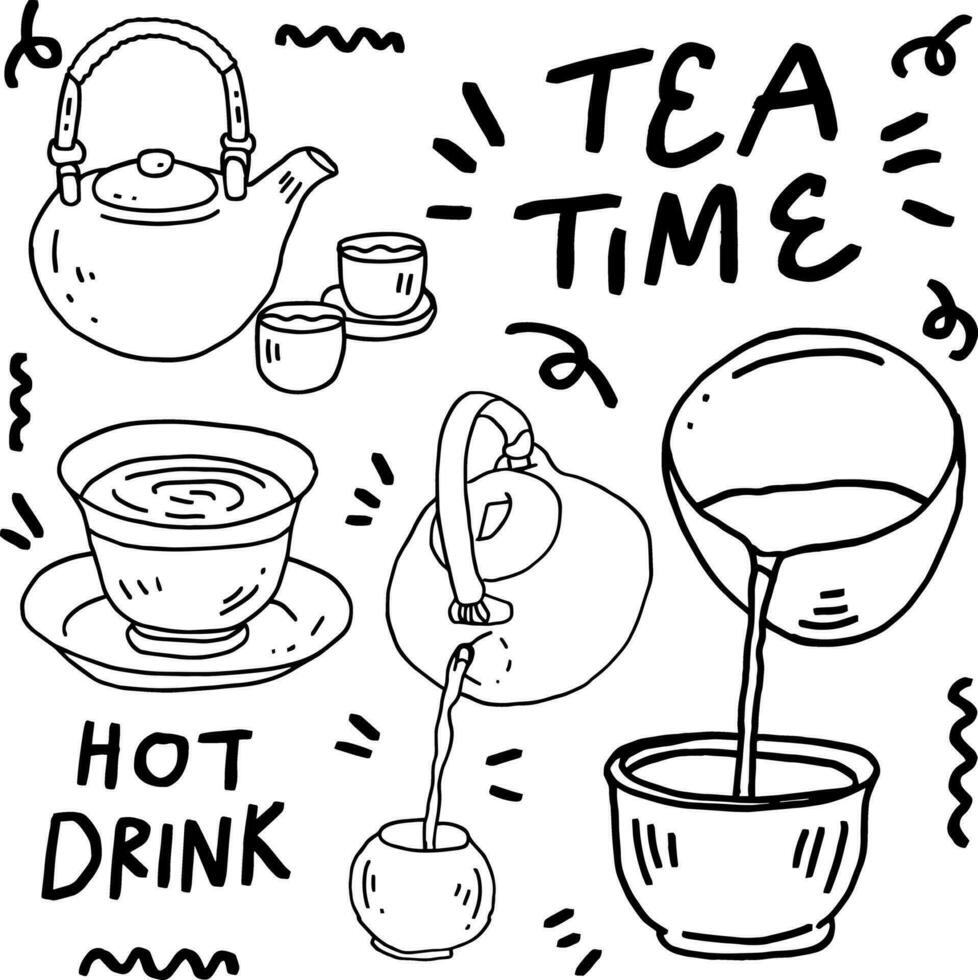 hand drawn tea time line for templates. vector