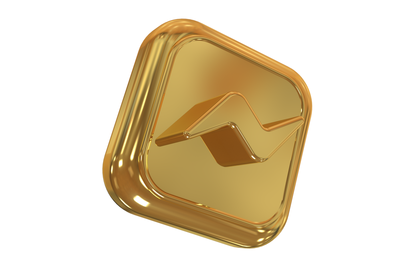 Icon socials media 3d style color golden png