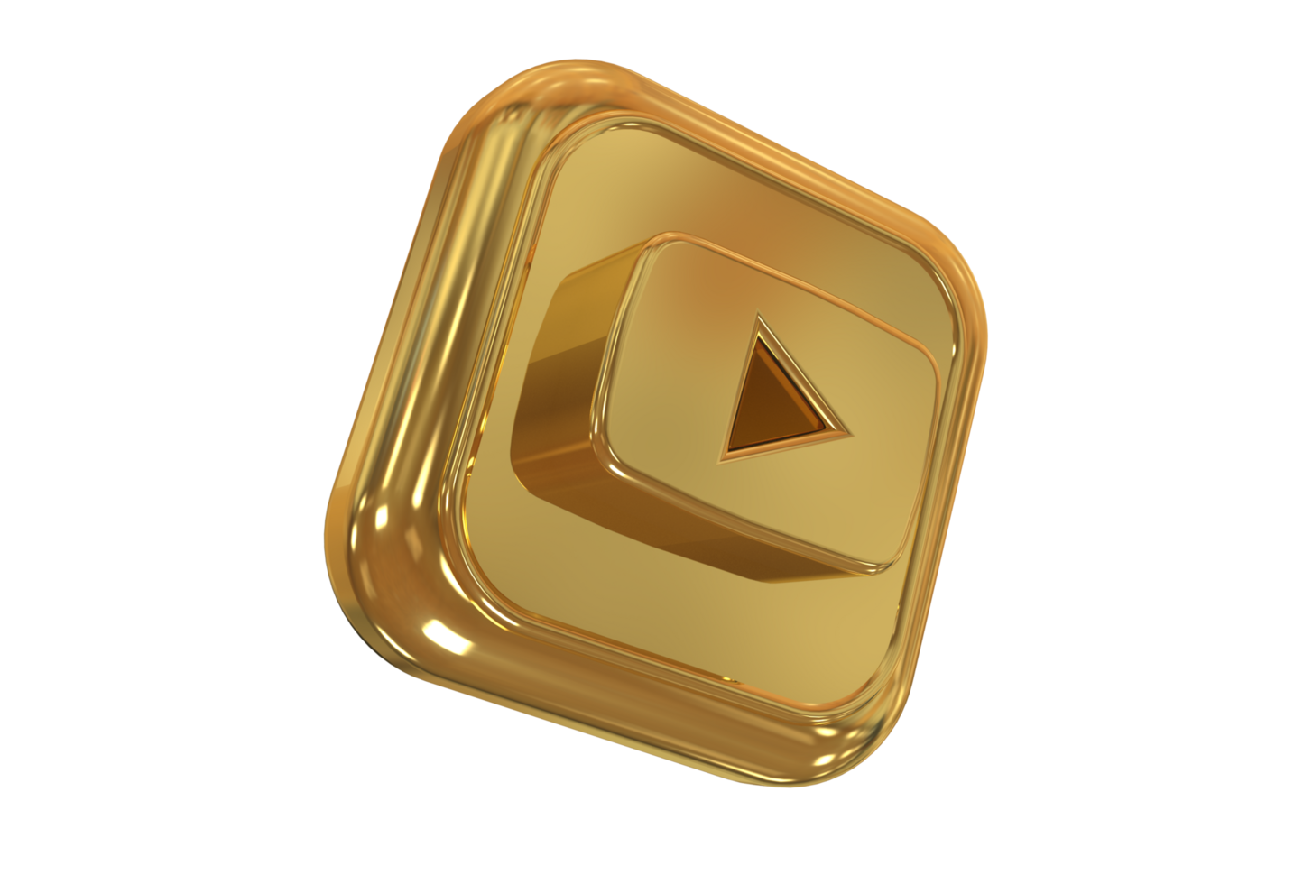 Icon socials media 3d style color golden png