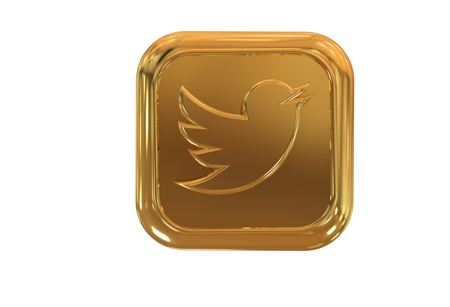 Icon socials media 3d style color golden png