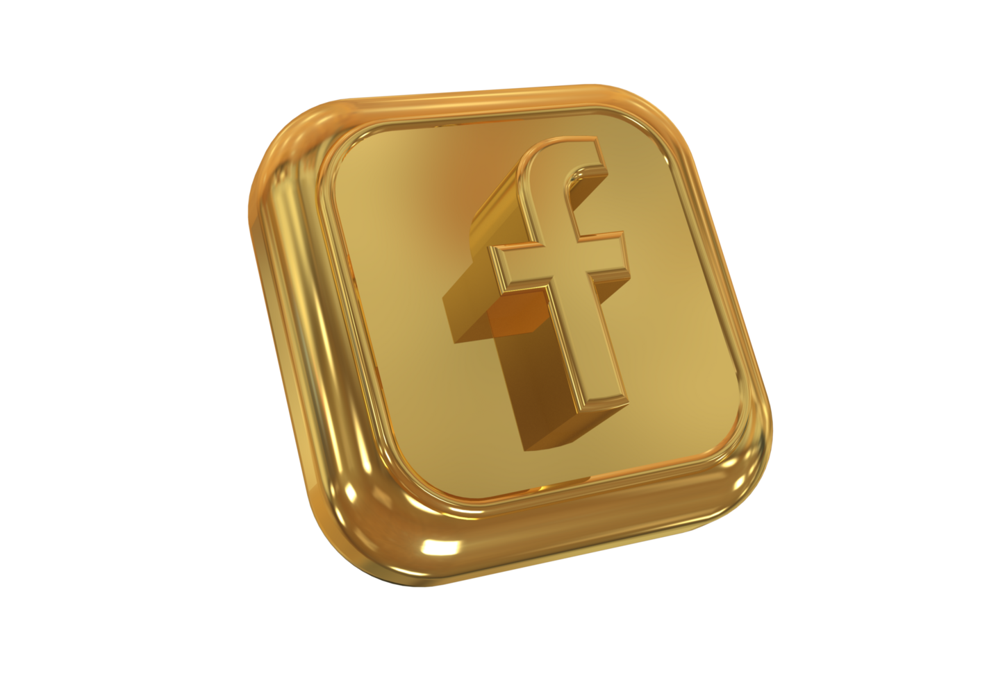 Icon socials media 3d style color golden png