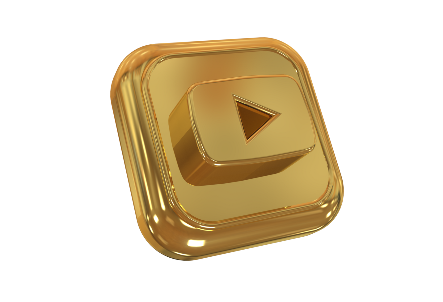 Icon socials media 3d style color golden png